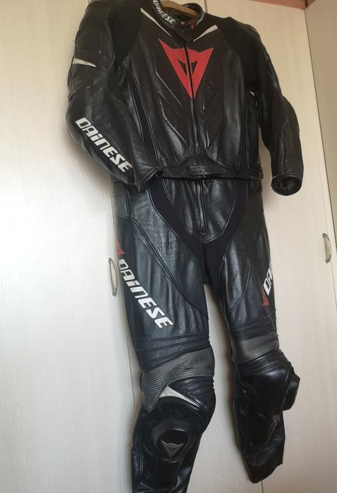 Costum moto piele Dainese 2 piese cocoasă aerodinamica racing speed