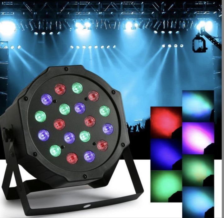 Proiector aparat PAR LED 18 led RGB x 1W efecte club joc lumini DMX