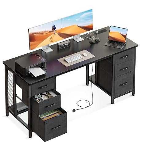 Бюро Coleshome с 6 чекмеджета, 160x52 см, вграден контакт и USB порт