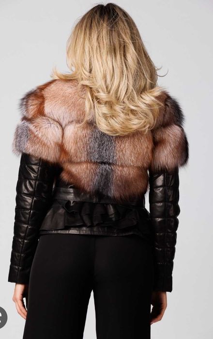 Haina de piele și blana naturala vulpe