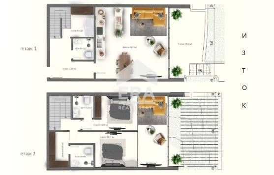 Уникален тристаен апартамент на две нива за продажба, тип "ГРАДСКА КЪЩ