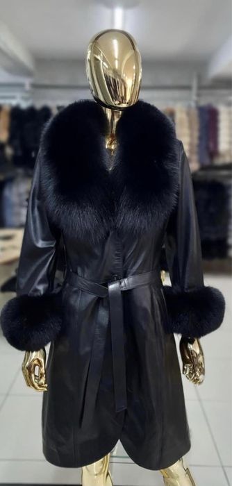 Geaca din piele si blana naturala