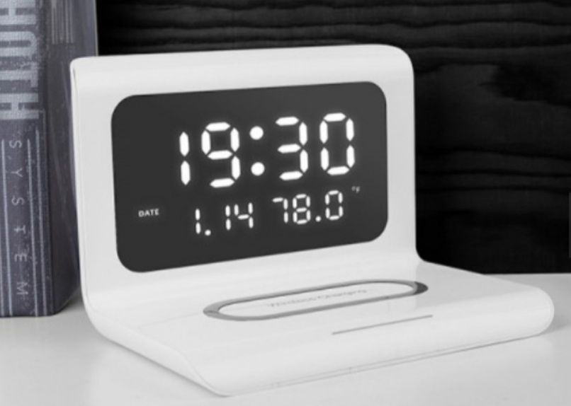 Ceas digital cu alarma si incarcare wireless pentru smartphone NOU