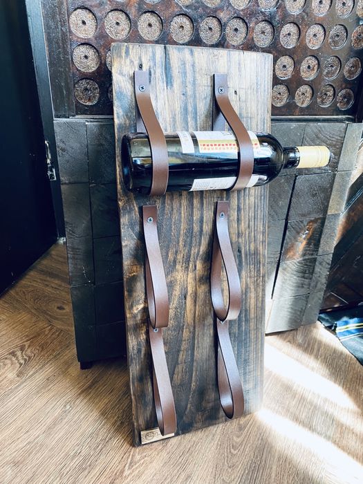 Елегантна стойка за 2–10 бутилки вино – кожа или премиум въже