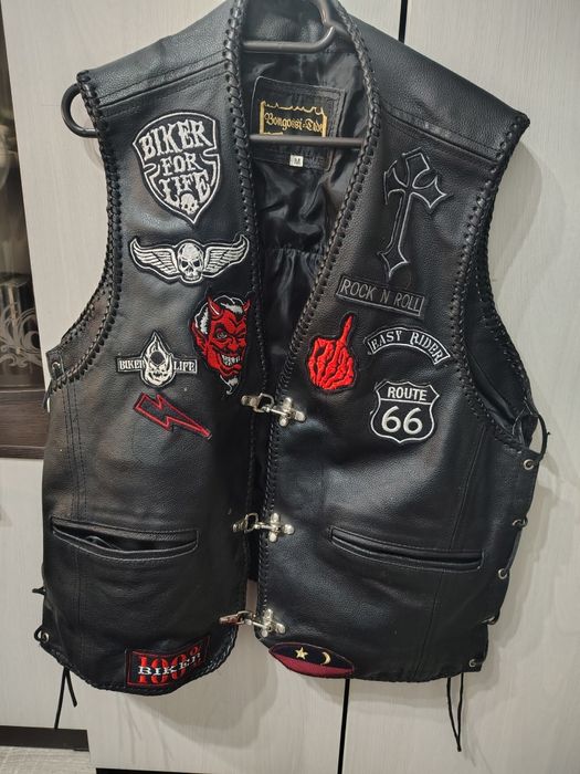 Vestă moto piele