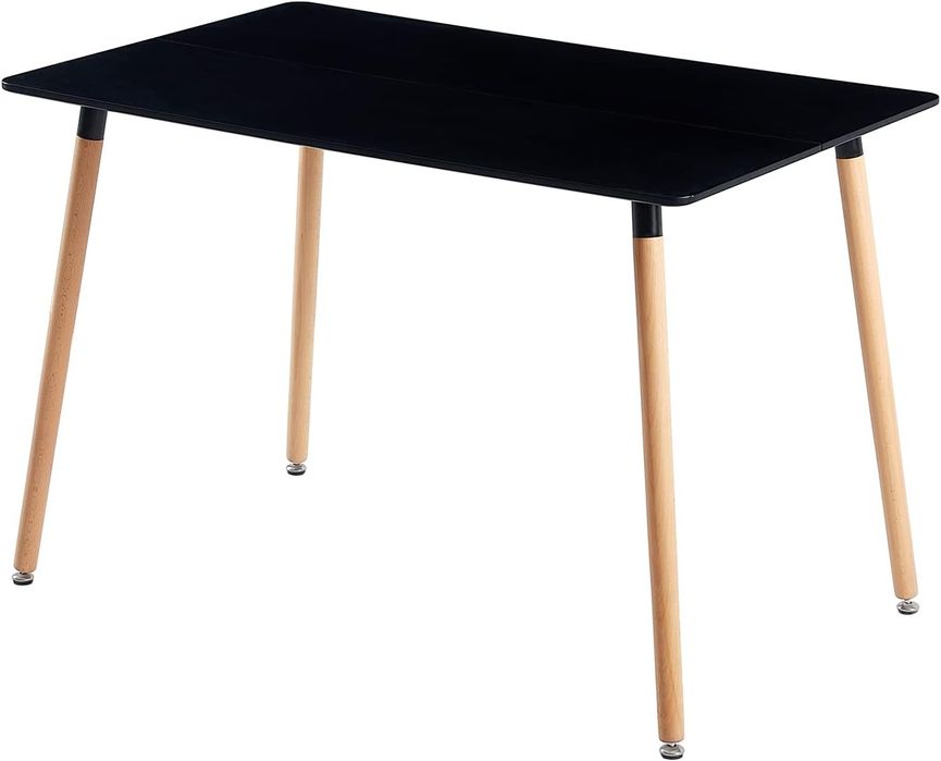 Модерна трапезна маса Кухненска 4 с дървени крака регулируеми  черна