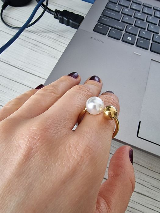 Inel cu perla din otel inoxidabil reglabil - nou