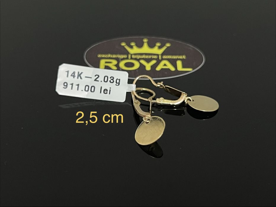 Bijuteria Royal CB : Cercei bănuț aur 14k 585  2,03 grame