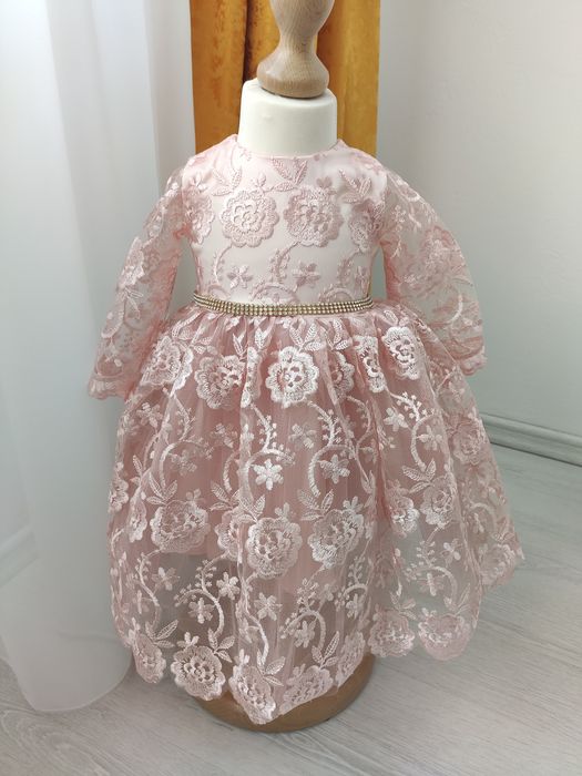 Rochiță fetiță botez 0-12 luni