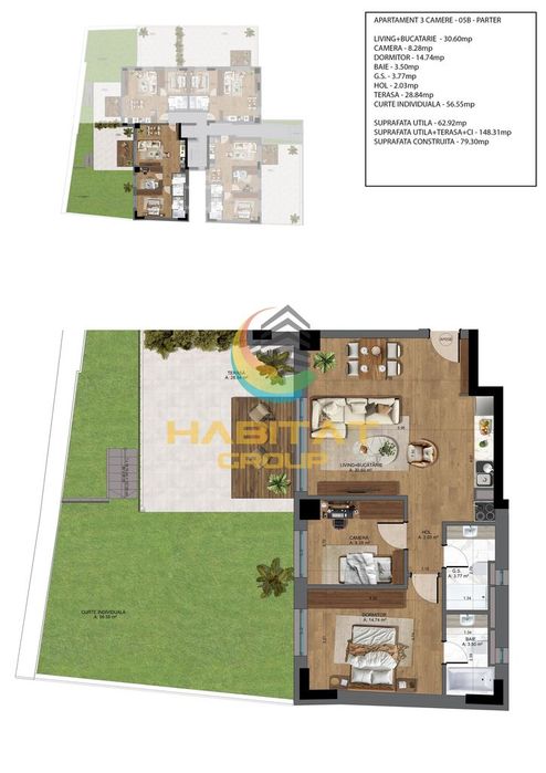 3 camere cu terasa de 50mp - Ultracentral - Unirii - NOU