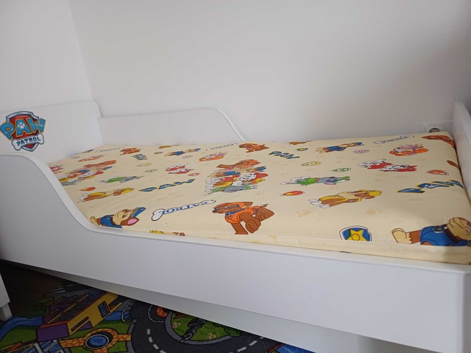 Pat copil, 140x70 cm Patrula Catelusilor cu saltea
