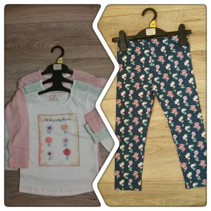 Английски комплект 5-6 г, серия SPRING FLOWERS - 3 блузи и 1 клин