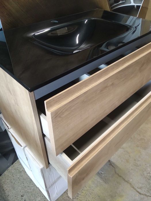 Set mobilier baie stejar natur 80 cm lungime MDF made in Spain