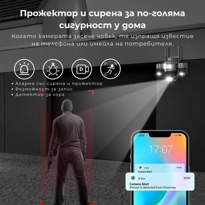 ПРОМО!! Четворна 4G автономна соларна камера за видеонаблюдение + Подарък Карта памет 64 GB