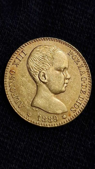 Златна монета 20 Италиански Лири Наполеон I 1809 , 20 Испански Песети АлфонсоXIII 1889 и 1899