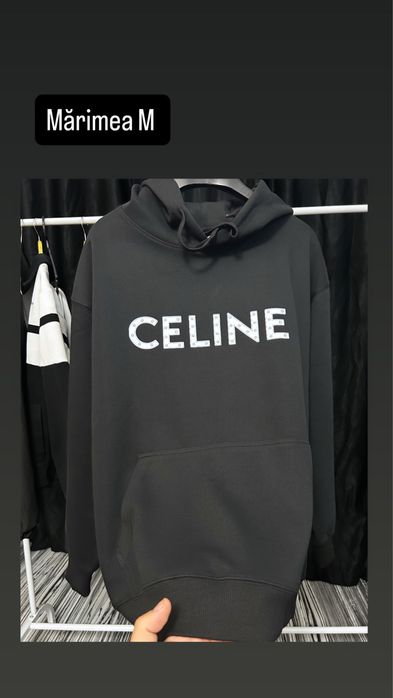 Hanorac CELINE Unisex M Negru Oversized Hoodie Premium