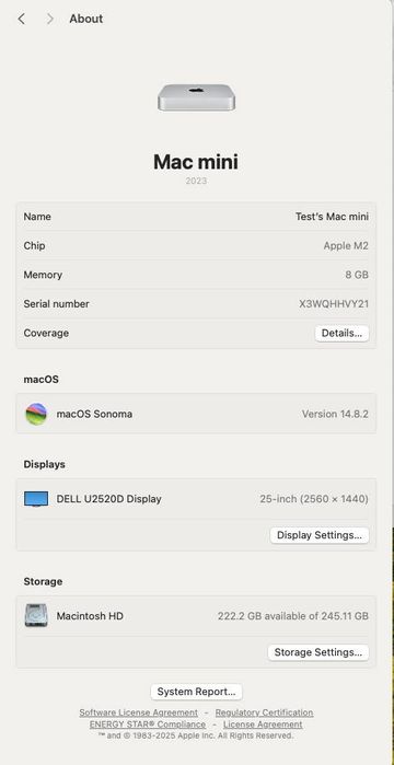 Mac Mini M2(2023) 8GB/256 GB