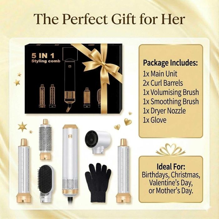 Комплект за стилизиране на коса Airbrush Magic 5 в 1, сешоар и преса