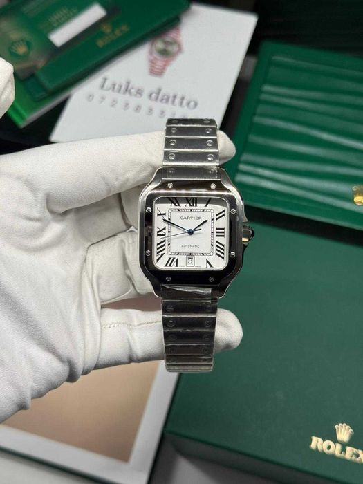 Cartier Santos Steel White Roman Dial Large 40mm