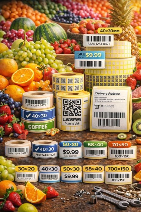 Этикетка, Наклейки, Баркод Термо Стикер Самоклейка Этикетки Штрихкод Н