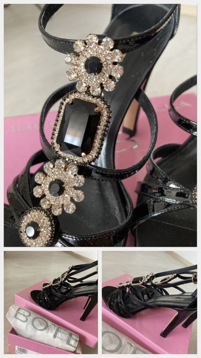 Sandale din piele cu strasuri Roberto Botella. Made in Spain.