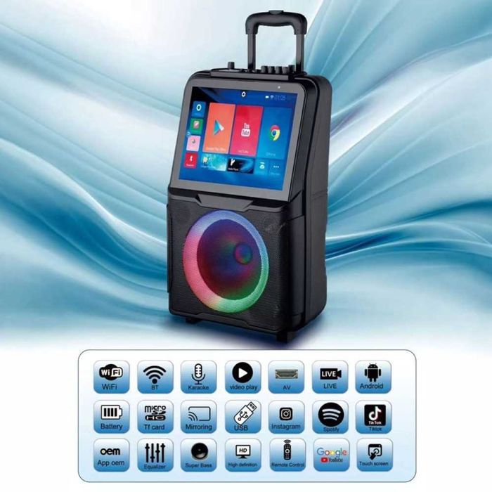 SA-8908D многофункционална WiFi Android караоке тонколона 10 инча WIFI Bluetooth