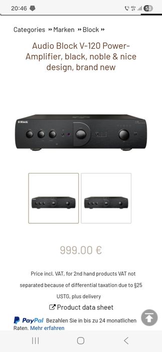 Block Audio V120 Amplificator High End