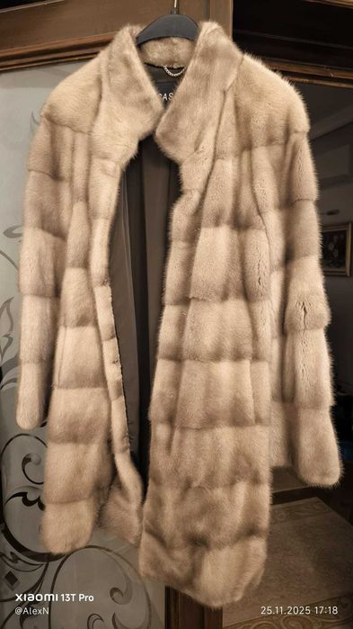 Haină blană nurcă pearl argintiu Casiani