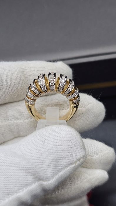 Масивен златен пръстен 14K с естествени диаманти | 14.65 г | Луксозен дизайнерски модел