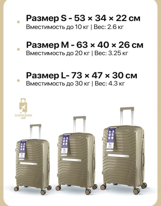 Чемадан для путешествий полипропиленовый 360° колеса кодовое замок