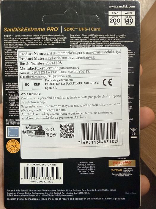 Card Sandisk Extreme pro 512 gb