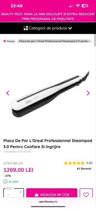 Placa De Par L'Oreal Professionnel Steampod 3.0
