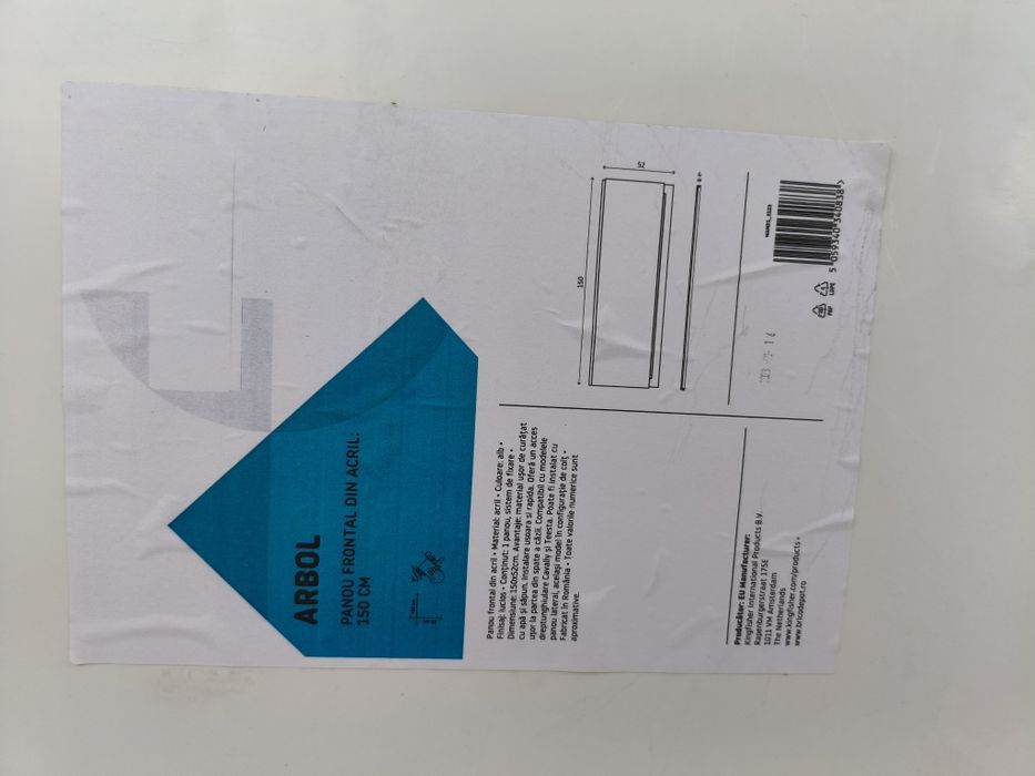 Panou frontal acrilic pentru cadă 150