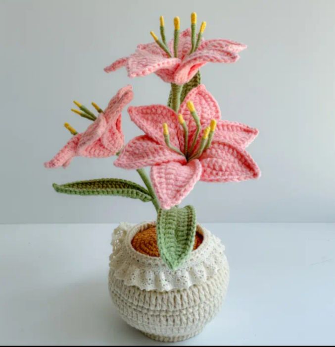 ръчно изработени плетени цветя