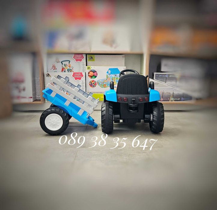 ТОП ЦЕНА!НОВО!Акумулаторен трактор с ремарке Dallas BLUE с 12V батерия