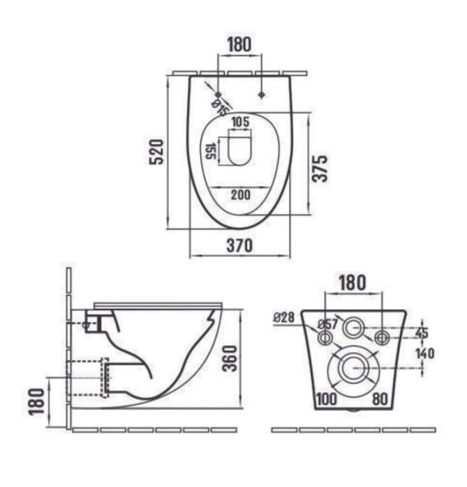 Set vas wc rimless suspendat, cu capac softclose, Foglia Alice
