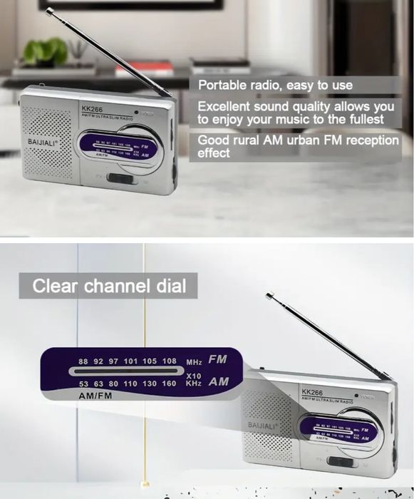 Radio de buzunar cu difuzor, mufă pentru căști