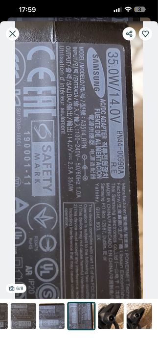 SAMSUNG 35W Incarcator 14V-2.5A cu pin central fuctional