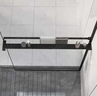 Suport prosop pentru paravan sticlă duș, negru, aluminiu, 80 cm, nou