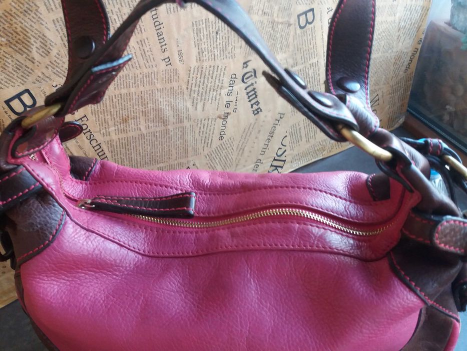 дамска чанта,кожена торба-цикламено,розово естествена кожа