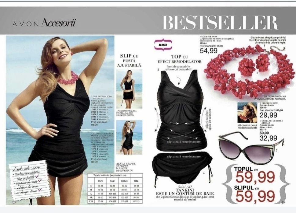 Top de baie/inot remodelator Tankini Body Illusion Avon marimea S-M