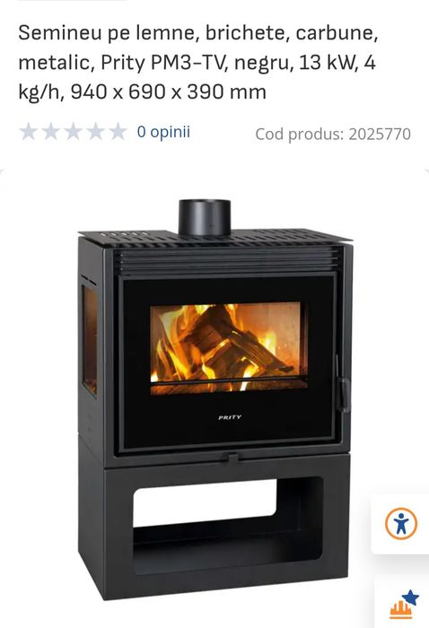 Șemineu/Soba pe lemne Prity