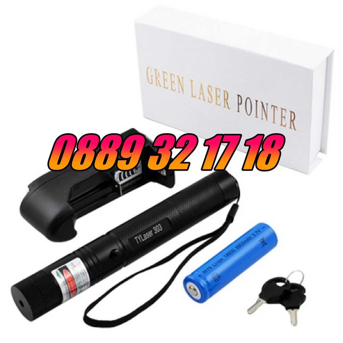 Лазер пойнтер с проекция до 10000 метра, мощен зелен лазер