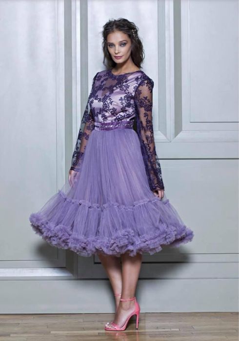 Rochie eleganta tulle si dantela, culoarea lavanda, S