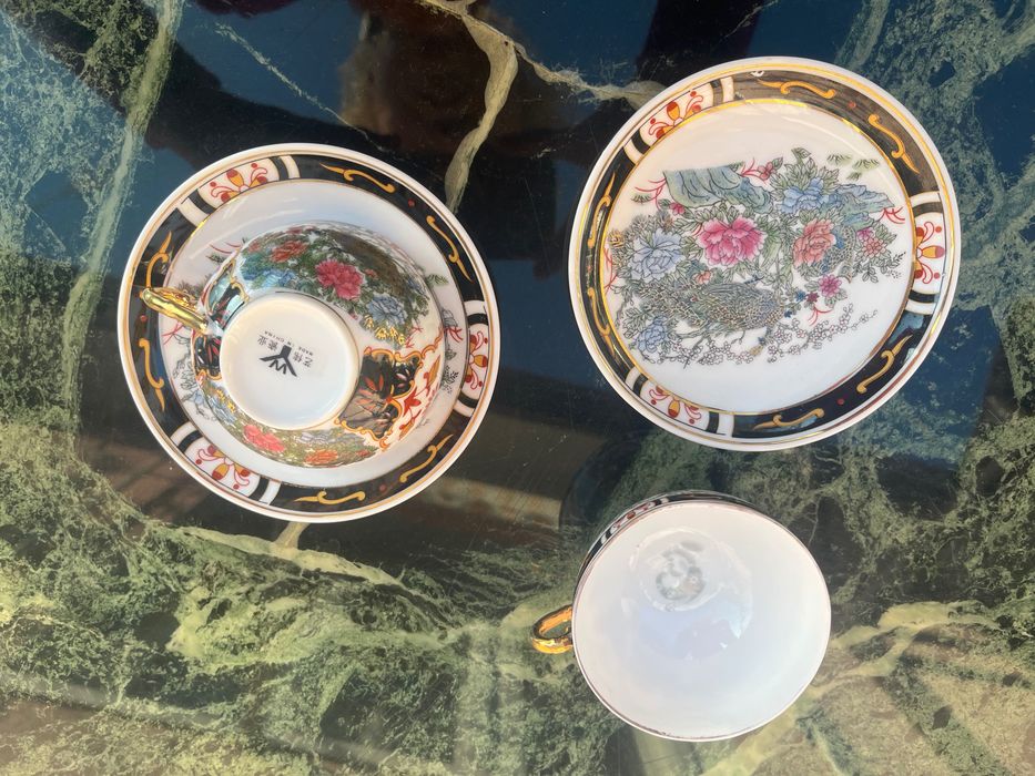 Set 2 cesti portelan ceai cafea cu farfurie