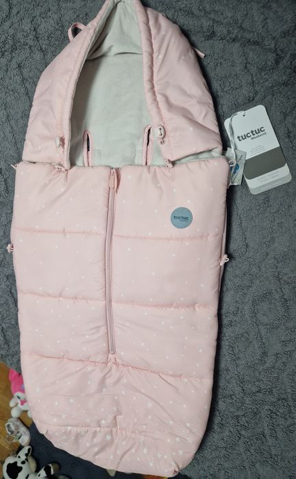 Sac călduros pentru cărucior bebe Tuc Tuc Weekend – roz pudrat cu stel
