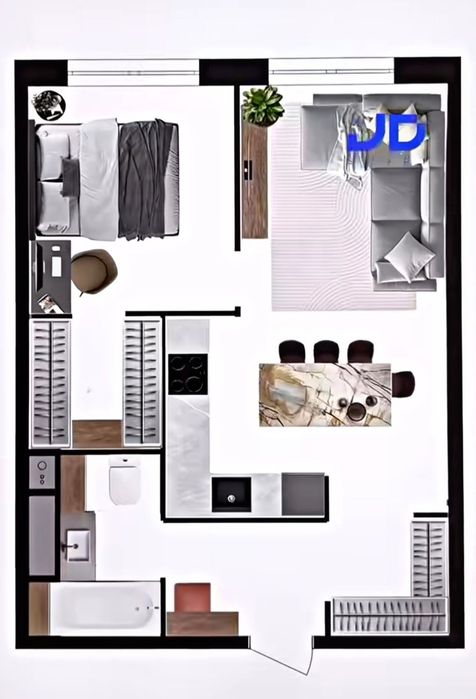 Продаётся СВОЯ 1комн. 42m2 Коробка, Новостройка, Мирзо-Улугбекский р.