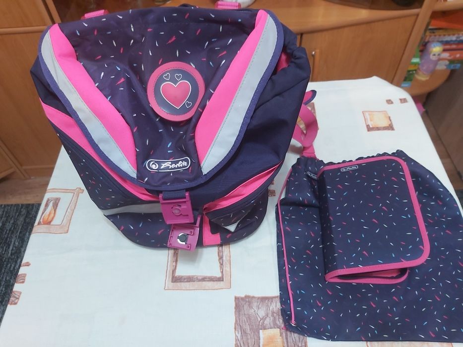Rucsac ghiozdan Herlitz set cu penar si sac sport