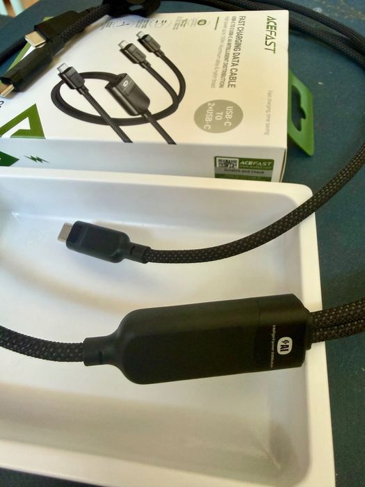 Kабел за зареждане Acefast C5 2в1 с USB-C - USB-C / USB-C