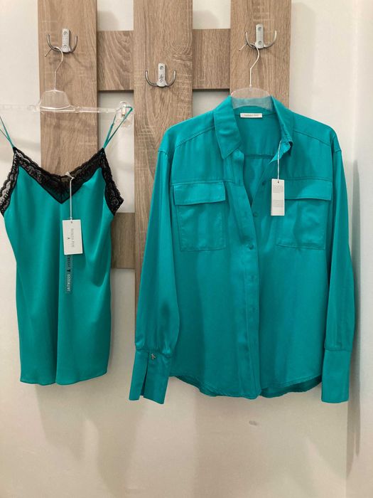 Риза и топ на PATRIZIA PEPE, нови с етикети, в тюркоазен цвят